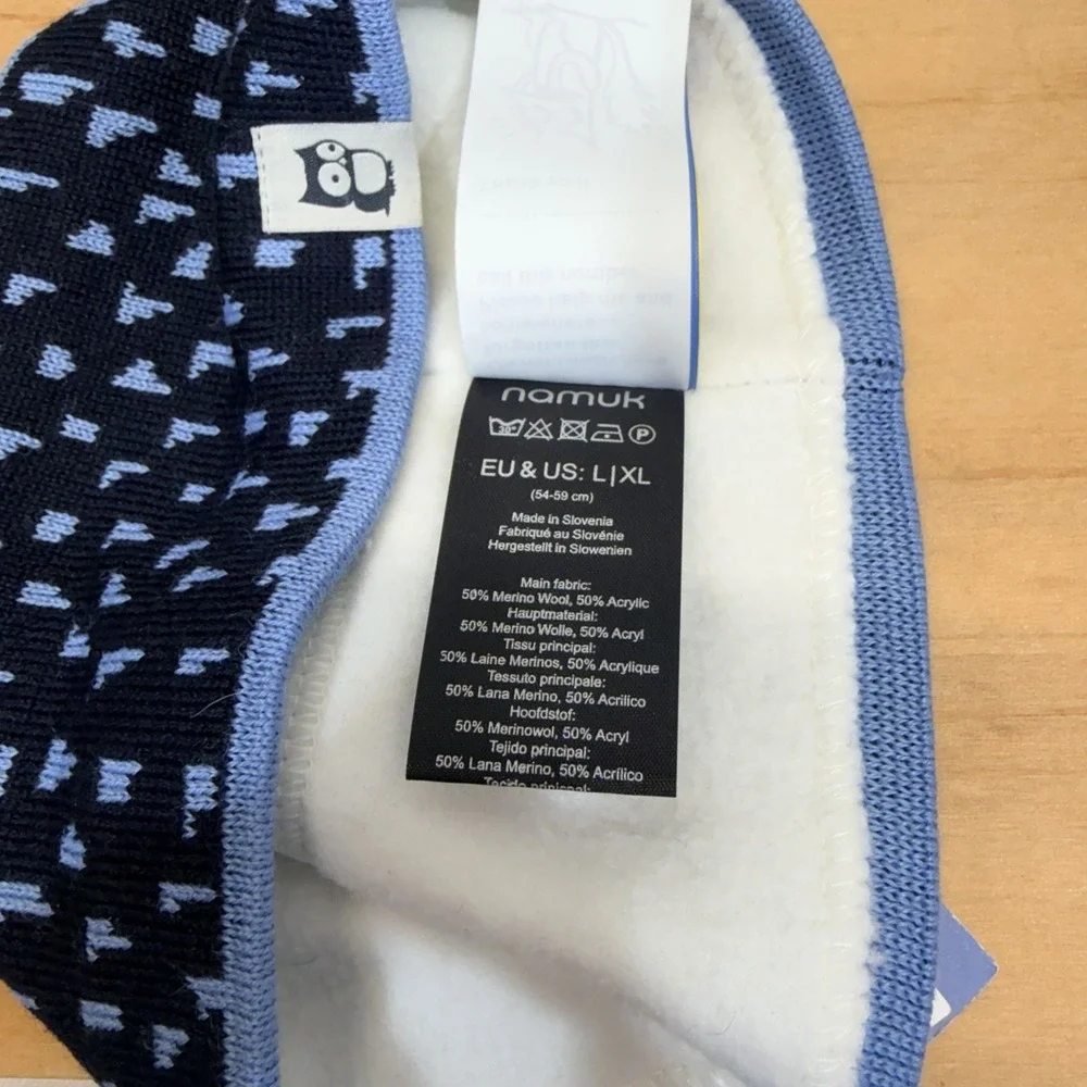 Namuk Merino Wool Headband L/XL Blue Ciel Winter Ear‎ Warmer Ski Outdoor NWT